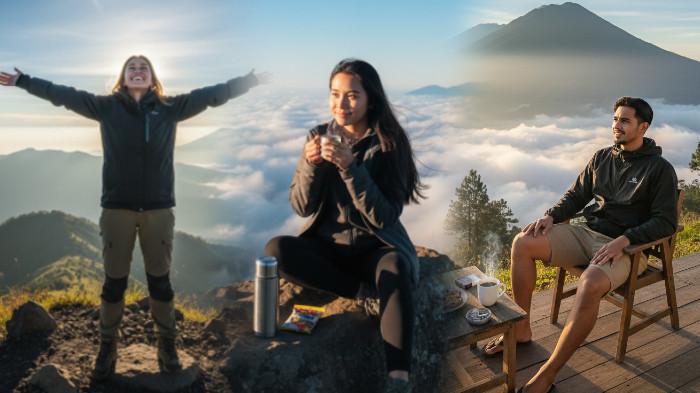 Hasil visual AI menggambarkan suasana pegunungan Indonesia yang megah, puncak gunung diselimuti kabut, langit biru cerah, hingga cahaya matahari terbit yang dramatis. Sentuhan teknologi membuat panorama ini tampak nyata, seolah benar-benar diabadikan dari puncak Nusantara.
