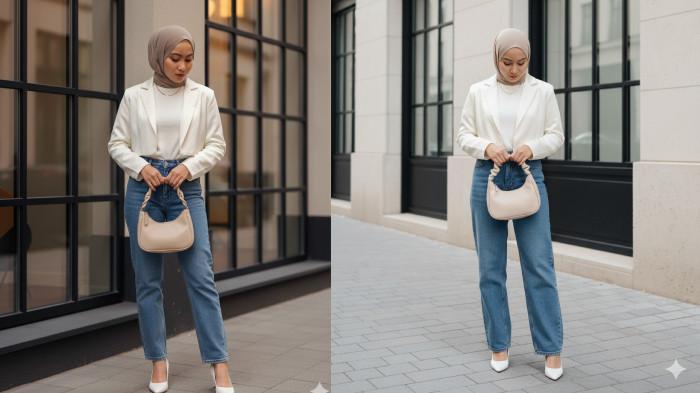 PROMPT GEMINI AI - Contoh foto hasil editan Gemini AI dari foto selfie menggunakan prompt Potret Semi-Formal dengan Sentuhan Modern, Rabu (14/10/2025).