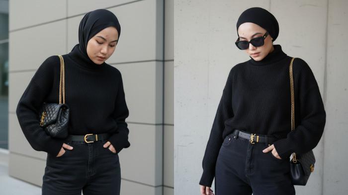 PROMPT GEMINI AI - Contoh foto hasil editan Gemini AI dari foto selfie menggunakan prompt Glamour Minimalis Monokrom Hitam-Emas, Rabu (22/10/2025). (SERAMBINEWS.COM/AI)