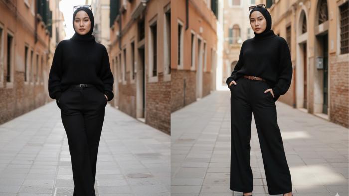 PROMPT GEMINI AI - Contoh foto hasil editan Gemini AI dari foto selfie menggunakan prompt Monokrom Timeless di Gang Eropa, Rabu (22/10/2025). (SERAMBINEWS.COM/AI)