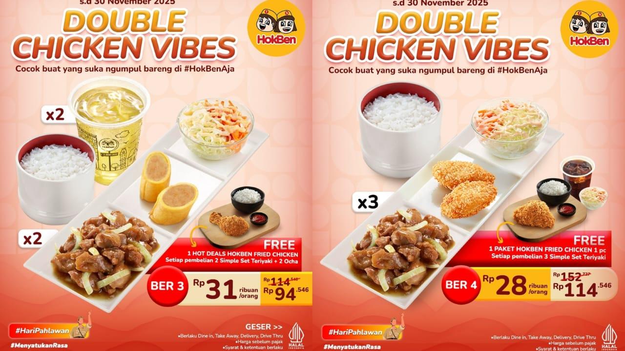 GEBYAR HEMAT! Promo HokBen November 2025, Nikmati Paket Double Chicken Vibes Rp 94 Ribuan