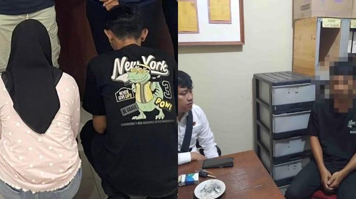 SUAMI ISTRI DIPERIKSA - Sepasang suami istri diduga pelaku prostitusi saat digelandang ke Mapolres Bangka oleh pihak kepolisian, Senin (29/9/2025). (Kanan) Pasutri tersangka kasus dugaan prostitusi saat diperiksa Unit PPA Satreskrim Polres Bangka, Senin (29/9/2025).