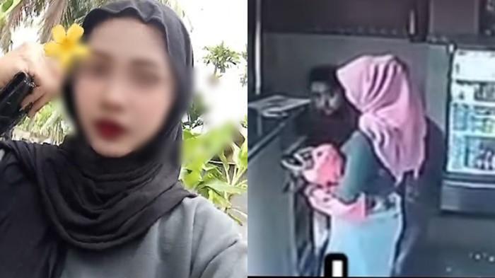 WANITA TEWAS DI HOTEL -- (kiri) AP wanita muda tewas di Hotel lendosis. (kanan) rekaman CCTV detik-detik Anti Pupita Sari alias AP (22) masuk hotel bersama pria hingga berujung tewas. Akhirnya pembunuh wanita hamil di hotel ditangkap polisi di luar Kota Palembang.