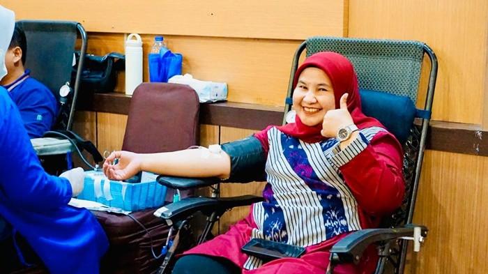 Peserta sangat Antusias mengikuti kegiatan Donor darah yang di selenggarakan oleh PLN UP3 dan PMI Pangklpinang