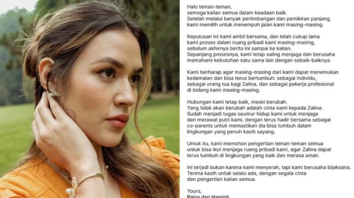 NASIB ANAK DIBAHAS - Klarifikasi Raisa soal perceraian dengan Hamish Daud dicapture Minggu (26/10/2025).