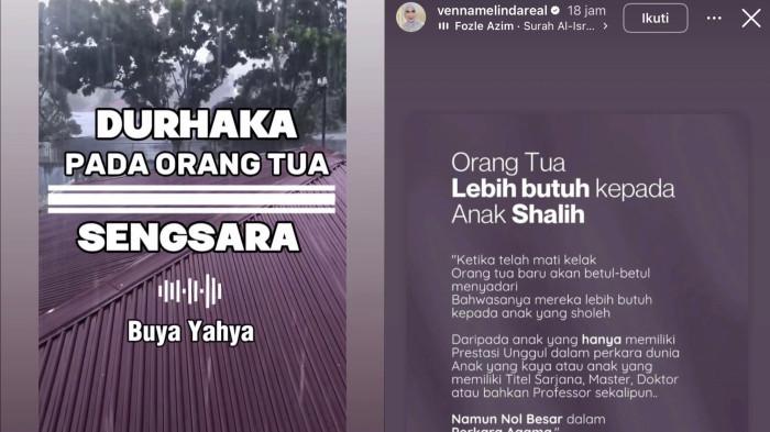 Postingan galau Venna Melinda soal anak durhaka, yang dicapture (26/9/2025).