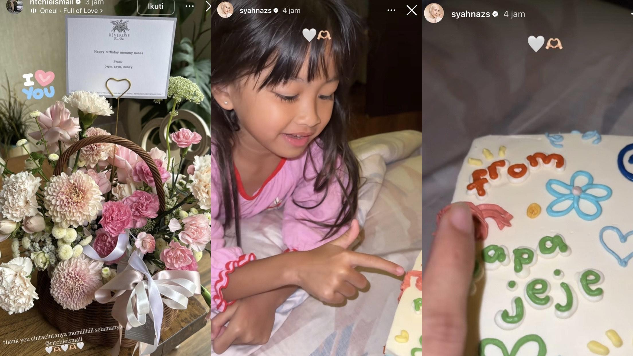 KEJUTAN - Momen artis Syahnaz Sadiqah dapat kejutan ulang tahun dari Jeje Govinda dan anak kembarnya dicapture (30/10/2025).