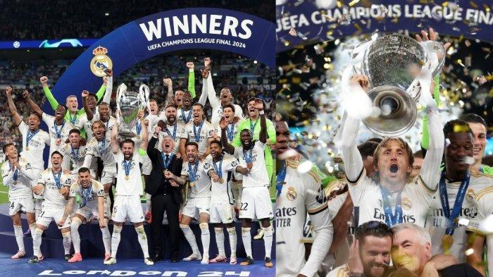 Real Madrid sukses meraih gelar Juara Liga Champions Eropa 2024, usai mengalahkan Borussia Dortmund di partai final, Minggu (2/6/2024) pukul 04.00 WIB.