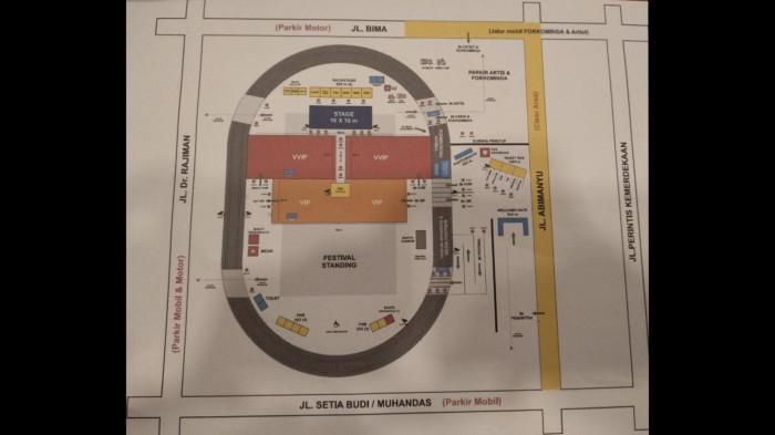 KONSER DEWA 19 - Peta rekayasa lalu lintas dan kawasan konser Dewa 19 di Stadion Wijayakusuma, Cilacap, Jawa Tengah, Sabtu (25/10/2025).