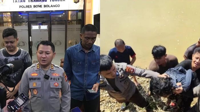 KARIMU DITANGKAP -- Kolase foto Kapolres Bone Bolango, AKBP Supriantoro dan penangkapan Karimu. Kapolres menyebut Karimu sempat melakukan perlawanan saat dikejar polisi.