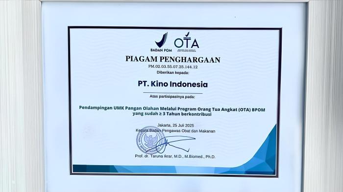 Penghargaan Kepada Kino Indonesia Dalam Program OTA BPOM