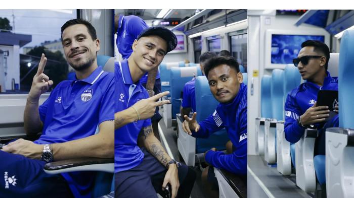NAIK KERETA API - Skuad Persib Bandung menghadapi duel dengan PSBS Biak di Stadion Maguwoharjo, Sleman, Yogyakarta, pada Jumat, 17 Oktober 2025. Perjalanan tim kebanggaan Jawa Barat itu dimulai dari Bandung menuju Yogyakarta pada Rabu, 15 Oktober 2025, dengan menggunakan moda transportasi kereta api.
