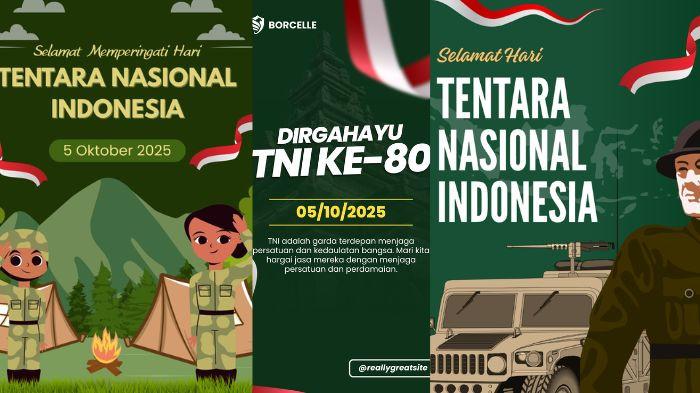 GAMBAR UCAPAN - Berikut kumpulan link download poster Hari Ulang Tahun (HUT) ke-80 Tentara Nasional Indonesia (TNI).
