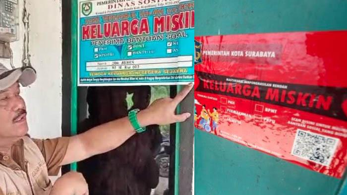 STIKER KELUARGA MISKIN Kepala dinas Sosial, Kabupaten Kepahiang, Helmi Johan turun langsung menempel  stiker Keluarga Miskin ke rumah penerima Bansos, Rabu (22/10/2025) dan stiker penanda ditempel di rumah keluarga miskin penerima bantuan sosial di Kota Surabaya, Provinsi Jawa Timur, Rabu (28/12/2022).