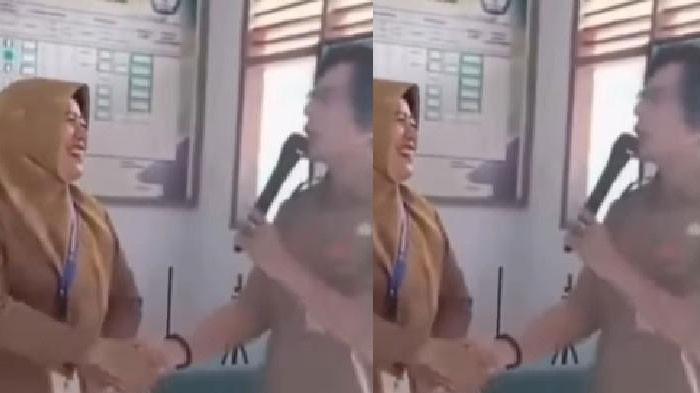 KARAOKE - Oknum Kepala Sekolah SDN 2 Ciodeng , Pandeglang, Banten tertangkap basah bersama seorang guru perempuan karaoke dan berpelukan di lingkungan sekolah saat jam belajar mengajar berlangsung. Ulah keduanya tersebut kemudian viral di media sosial Instagram. Dalam video yang diunggah oleh akun Instagram @nasutionbooks.id, seorang guru perempuan dan oknum kepala sekolah tersebut asyik karaoke berduaan menggunakan smart TV bantuan dari Presiden Prabowo Subianto. Mereka berdua menggunakan seragam dinas lengkap.
