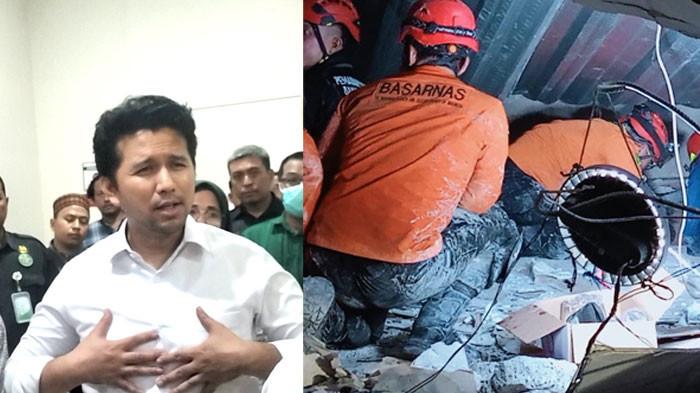 EVAKUASI - Wakil Gubernur Jawa Timur, Emil Dardak saat mengunjungi lokasi dan Tim gabungan saat berusaha mengevakuasi para korban di reruntuhan bangunan Ponpes Al Khoziny di Buduran, Sidoarjo,