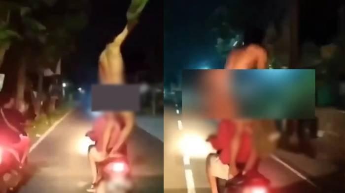 Viral di media sosial seorang pemuda hanya mengenakan celana dalam sembari dibonceng oleh temannya berkeliling di jalanan diduga di wilayah Kabupaten Klaten, Jawa Tengah.