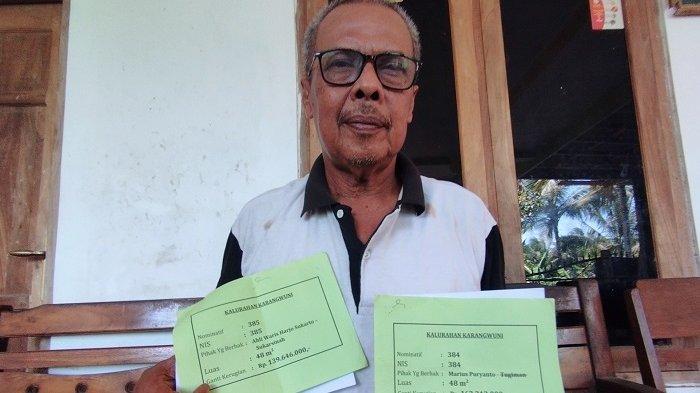 JANJI GANTI RUGI: Marius menunjukkan surat keterangan bidang tanah terdampak proyek pelebaran JJLS serta nilai Uang Ganti Rugi (UGR) yang harusnya diterima. UGR tersebut tidak cair selama 6 tahun terakhir.