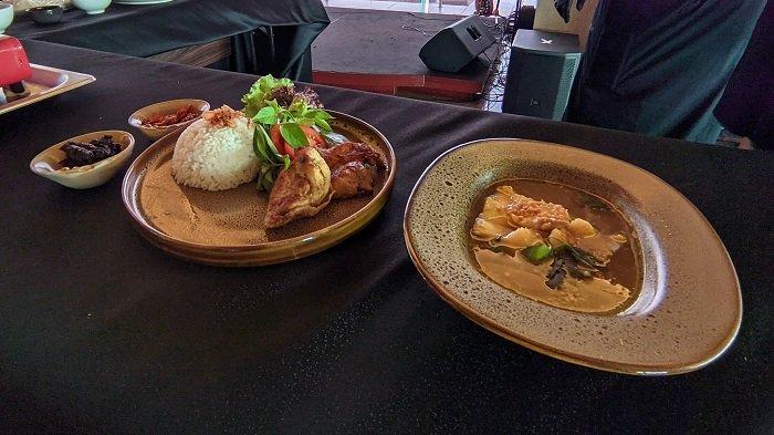 MENU ANDALAN: Dua dari empat menu andalan Morazen Yogyakarta Kulon Progo, yaitu Five Spices Chicken (kiri) dan Sup Ikan Kuah Kuning Bumbu Kenari (kanan).