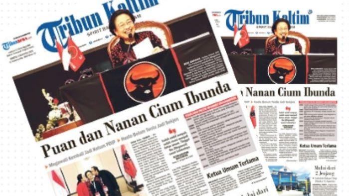 MEGAWATI KETUM PDIP - Headline Tribun Katim 2 Agustus 2025. Megawati kembali jadi Ketum PDIP, Puan dan Nanan cium Ibunda, Hasto belum tentu jadi Sekjen