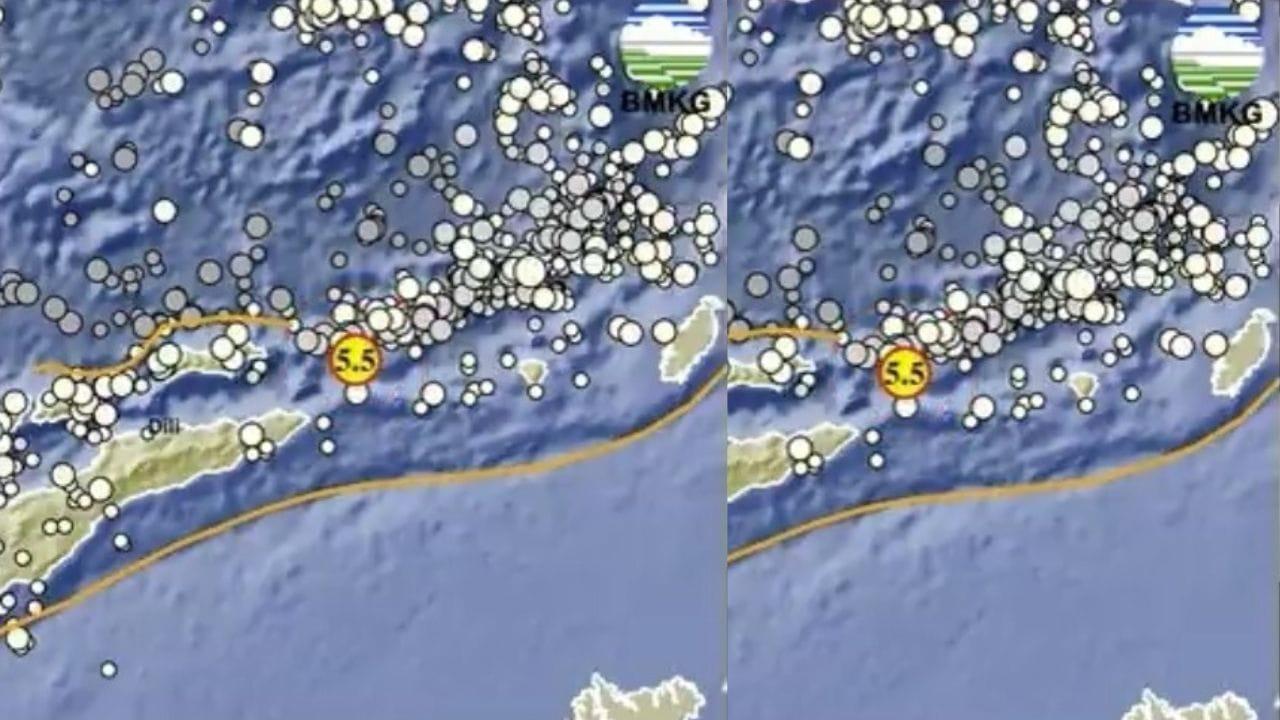 GEMPA MALUKUBARATDAYA - Tangkapan layar informasi dari BMKG mengenai gempa bumi di Kabupaten Maluku Barat Daya yang diunggah oleh akun X @infoBMKG pada Minggu (2/11/2025). Gempa Magnitudo 5,5 mengguncang Kabupaten Maluku Barat Daya pada Minggu (2/11/2025). (X/@InfoBMKG)
