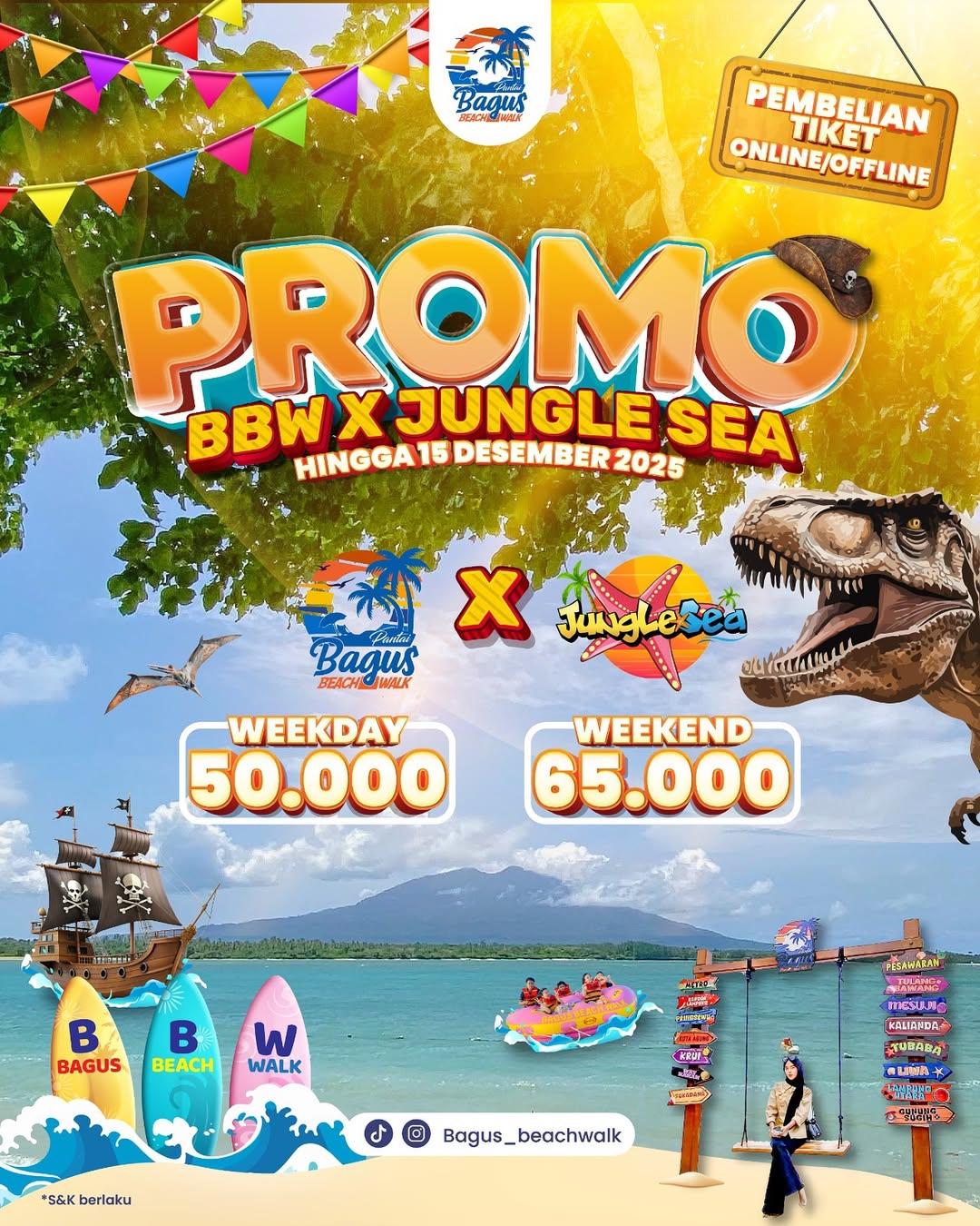 KOLABORASI - Bagus Beach Walk (BBW) resmi menjalin kolaborasi seru dengan JungleSea, hadirkan wisata gabungan yang memanjakan pengunjung.
