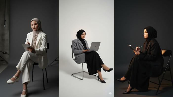 GEMINI: Hasil edit menggunakan Gemini AI 2.5 Flash Image dengan prompt gaya elegan, edgy, dan misterius ala foto studio