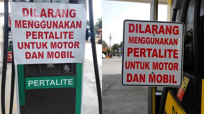 PERTALITE: llustrasi mobil dan motor dilarang isi pertalite dibuat Meta AI. Per 1 Oktober 2025, kebijakan pembatasan penggunaan Bahan Bakar Minyak (BBM) bersubsidi oleh pemerintah mulai diterapkan secara resmi di seluruh Stasiun Pengisian Bahan Bakar Umum (SPBU) di Indonesia.