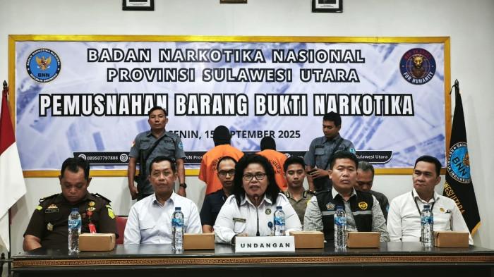 Senin (15/8/2025), BNNP Sulut memusnahkan barang bukti narkotika