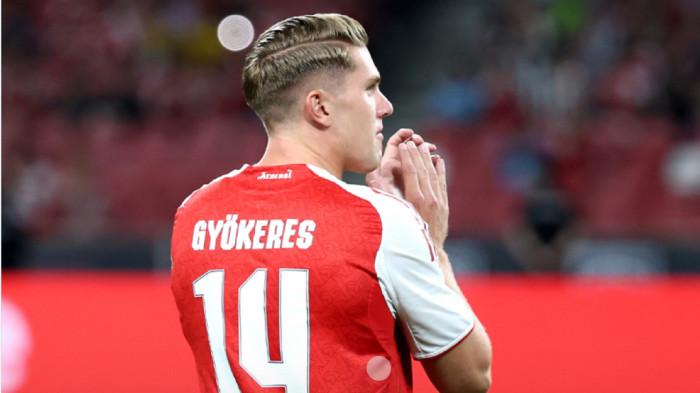 VIKTOR GYOKERES - Viktor Gyokeres berpeluang jalani debutnya bersama Arsenal saat melawan Tottenham Hotspur di laga pramusim yang berlangsung di Hongkong, Kamis (31/7/2025).