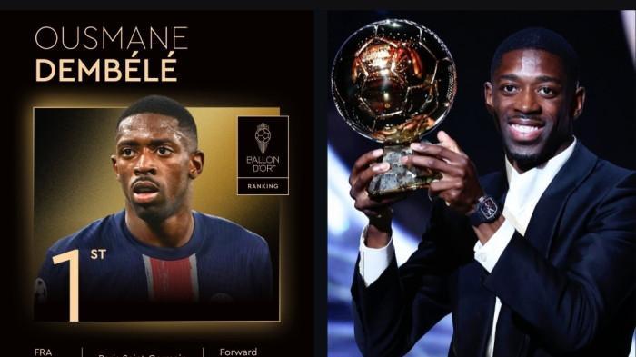 PERAIH BOLA EMAS- Ousmane Dembele resmi terpilih sebagai pemenang trofi bola emas Ballon Dor 2025, Rabu (23/9/2025).