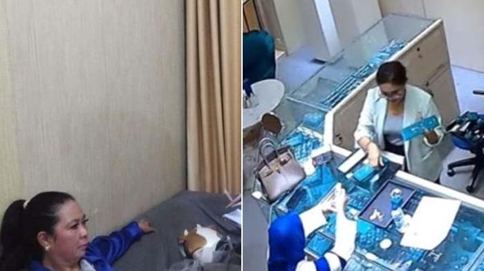 PENCURI BERLIAN - Petugas menginterogasi wanita berinisial AM yang diduga mencuri kalung emas dengan liontin berlian di Mall Artha Gading (MAG) Jakarta Utara beberapa waktu lalu. (Polsek Kelapa Gading)