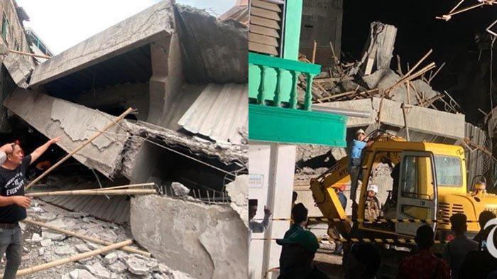 PONPES AMBRUK - Bangunan di Pondok Pesantren Al Khoziny, Buduran, Sidoarjo, Jawa Timur, ambruk, Senin (29/9/2025) sore. Petugas dan warga masih melakukan evakuasi.