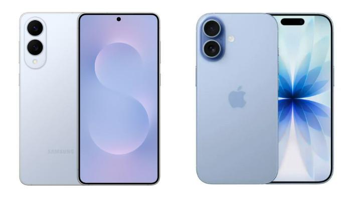 PERBANDINGAN HP - Kolase tangkapan layar tampilan HP Samsung Galaxy S25 Edge dan iPhone 17 yang diambil dari website Samsung.com dan iBox.co.id, Kamis (30/10/2025).