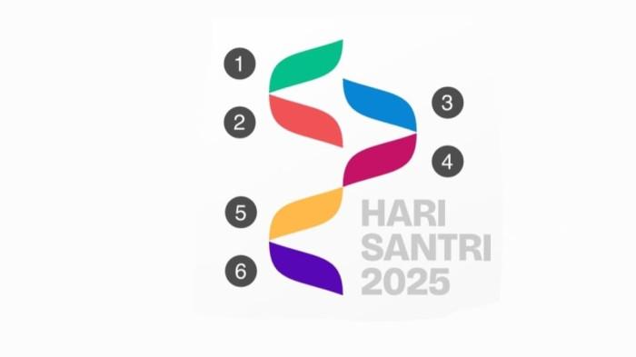 HARI SANTRI 2025 - Tema, Link, dan Filosofi Logo Hari Santri 22 Oktober 2025 (6 warna pita). (Dok: Tangkapan Layar Logo Hari Santri 2025 dari laman resmi Kementerian Agama).