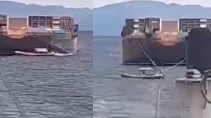 KECELAKAAN LAUT DI MUNA - Berikut ini tangkapan layar video detik-detik tongkang tabrak kapal nelayan di perairan Muna, Sulawesi Tenggara (Sultra). Peristiwa itu terjadi pada Sabtu (18/10/2025).