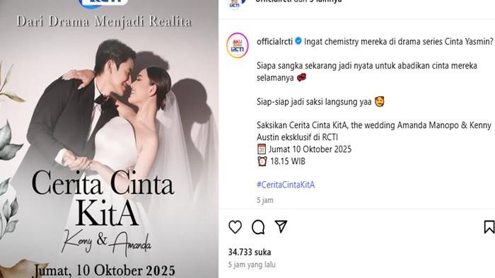 DIISUKAN MENIKAH- Amanda Manopo dan Kenny Austin dikabarkan akan segera melangsungkan pernikahan pada Jumat (10/10/2025).