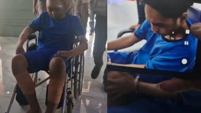 TAMPANG PELAKU PEMBUNUHAN - Jajaran Polres Indramayu bersama Direktorat Reserse Kriminal Umum Polda Jabar berhasil mengungkap kasus pembunuhan berencana yang sempat menghebohkan masyarakat di Indramayu. Polisi mengungkap kesadisan para pembunuh Haji Sahroni dan anak cucunya di Paoman, Indramayu.