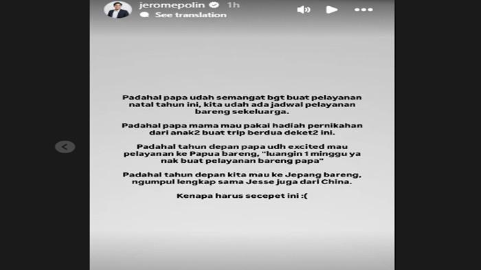 Jerome Polin mengungkapkan keinginan terakhir sang ayah