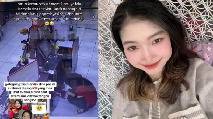 PEMBUNUHAN DINA OKTAVIANI - Kolase potret rekaman cctv toko dan Dina Oktaviani. Dua