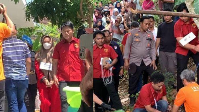 ORANG TUA - (kanan) Proses rekonstruksi kasus kematian Brigadir Esco Fasca Rely, di Dusun Nyiur Lembang, Desa Jembatan Kembar, Kecamatan Lembar, Lombok Barat, Senin (29/9/2025). 
(kiri) Briptu Rizka mengikuti rangkaian reka adegan saat proses rekonstruksi di Tempat Kejadian Perkara (TKP)