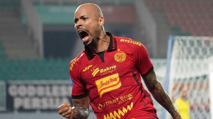 KOMPETISI: Selebrasi gol striker Persija Jakarta Gustavo Almeida