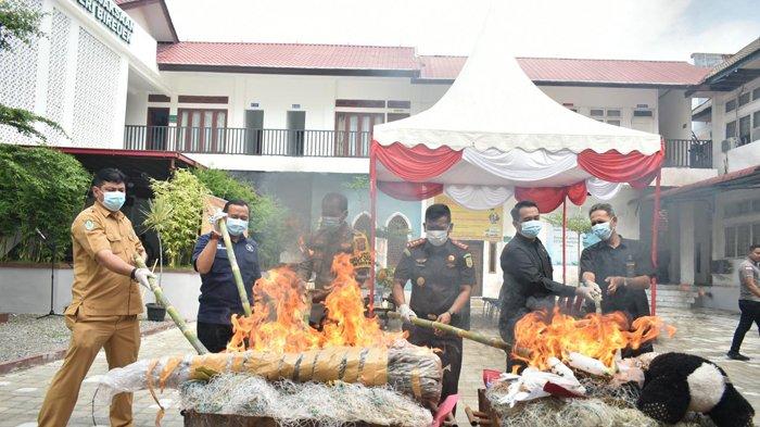 Kejari Bireuen Musnahkan BB Kasus Pidana, Sabu, Ganja, Kosmetik hingga Flashdisk