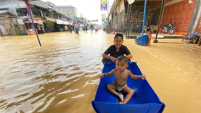 Kondisi di beberapa kecamatan dalam wilayah Aceh Timur yang kembali direndam banjir, setelah diguyur hujan, Kamis (8/1/2026).