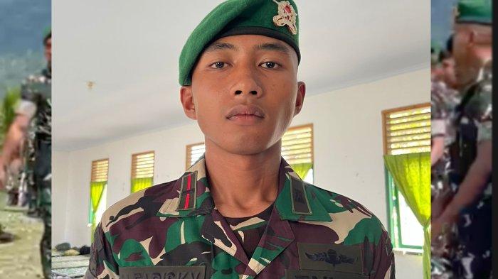 LETDA Alfarisky, perwira muda yang bertugas di Yonif TP 857/Gana Gajahsora, Kecamatan Mane, Kabupaten Pidie, Aceh. Foto direkam saat kunjungan Menteri Pertahanan RI, Sjarie Syamsuddin, Minggu (16/11/2025).