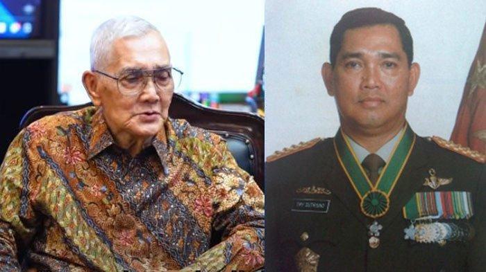 Mantan Panglima ABRI Try Sutrisno saat mengunjungi Jenderal Andika Perkasa di Mabes TNI AD (kiri). Profil dan biodatanya ada di artikel ini (Youtube TNI AD dan Wikipedia)