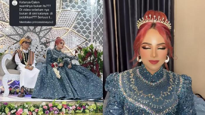 PERNIKAHAN VIRAL - Kolase potret pernikahan Ning Robwah diambil dari TikTok @aulia_muslimah_wedding_. Pernikahan Ning Robwah viral karena penampilannya berambut merah