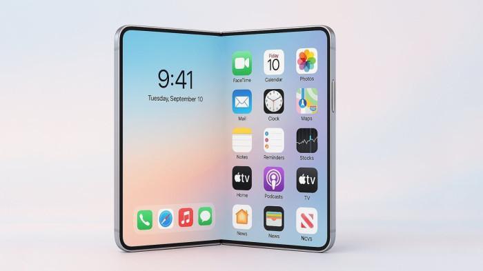 PONSEL LIPAT APPLE - Raksasa teknologi asal Cupertino, Apple dikabarkan telah bersiap untuk tahap produksi massal ponsel lipat pertamanya iPhone Fold. Berikut bocoran spesifikasi ponsel lipat tersebut.