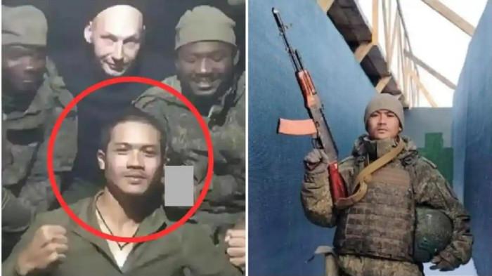 TENTARA RUSIA - Personel Brimo Polda Aceh, Bripda Muhammad Rio (tengah), meninggalkan tugas tanpa izin pimpinan dan diduga telah bergabung menjadi tentara bayaran Rusia.