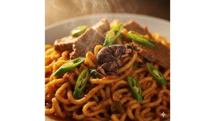 Tidur di atas Mie Aceh Basah Prompt